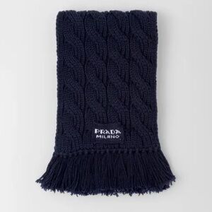 PRADA***Thick Navy Cable Knit Scarf****One Size***$1,270